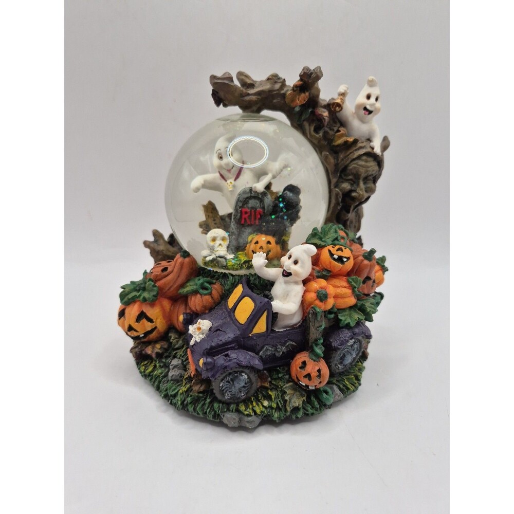Vintage Halloween Ghosts Pumpkins And Jack O Lanterns Glitter Musical Snowglobe